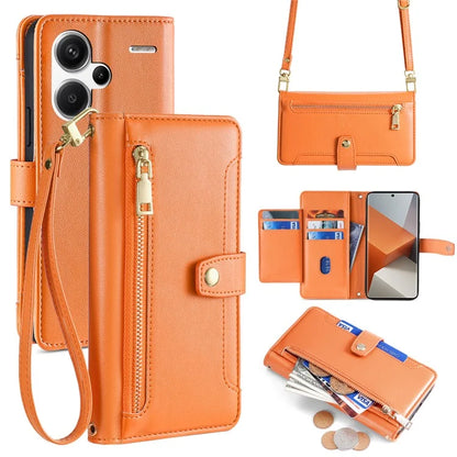 For Xiaomi Redmi Note 13 Pro+ 5G Leather Case Zipper Phone Cover with 2 Straps
