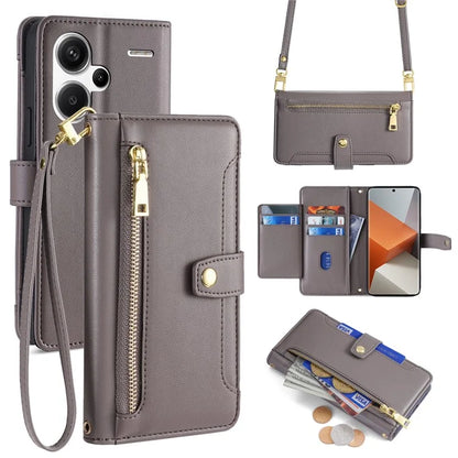 For Xiaomi Redmi Note 13 Pro+ 5G Leather Case Zipper Phone Cover with 2 Straps