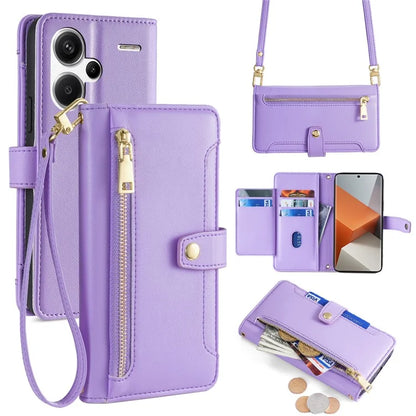 For Xiaomi Redmi Note 13 Pro+ 5G Leather Case Zipper Phone Cover with 2 Straps