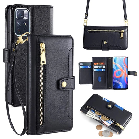 For Xiaomi Redmi Note 11 5G (China) (MediaTek) / Note 11S 5G / Note 11T 5G / Poco M4 Pro 5G Case Zipper Pocket Leather Cover