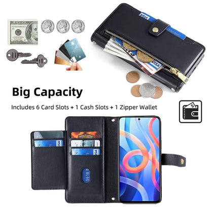 For Xiaomi Redmi Note 11 5G (China) (MediaTek) / Note 11S 5G / Note 11T 5G / Poco M4 Pro 5G Case Zipper Pocket Leather Cover