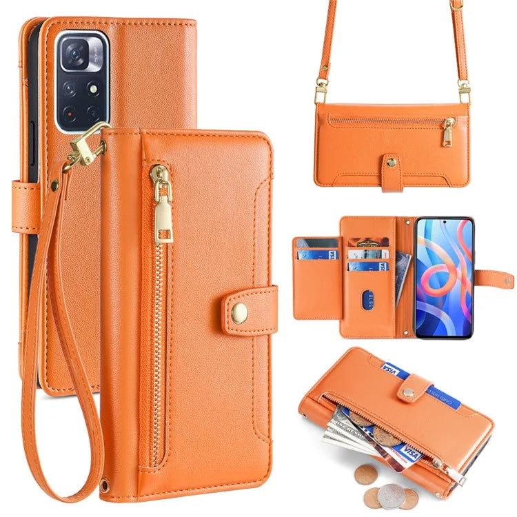 For Xiaomi Redmi Note 11 5G (China) (MediaTek) / Note 11S 5G / Note 11T 5G / Poco M4 Pro 5G Case Zipper Pocket Leather Cover
