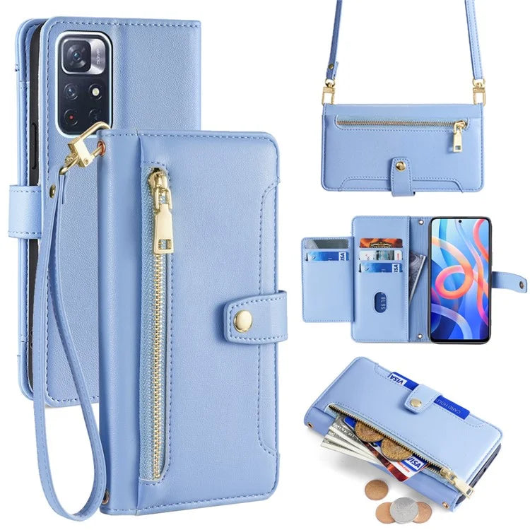 For Xiaomi Redmi Note 11 5G (China) (MediaTek) / Note 11S 5G / Note 11T 5G / Poco M4 Pro 5G Case Zipper Pocket Leather Cover