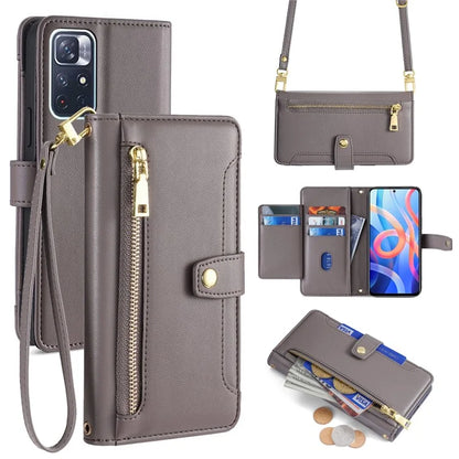 For Xiaomi Redmi Note 11 5G (China) (MediaTek) / Note 11S 5G / Note 11T 5G / Poco M4 Pro 5G Case Zipper Pocket Leather Cover