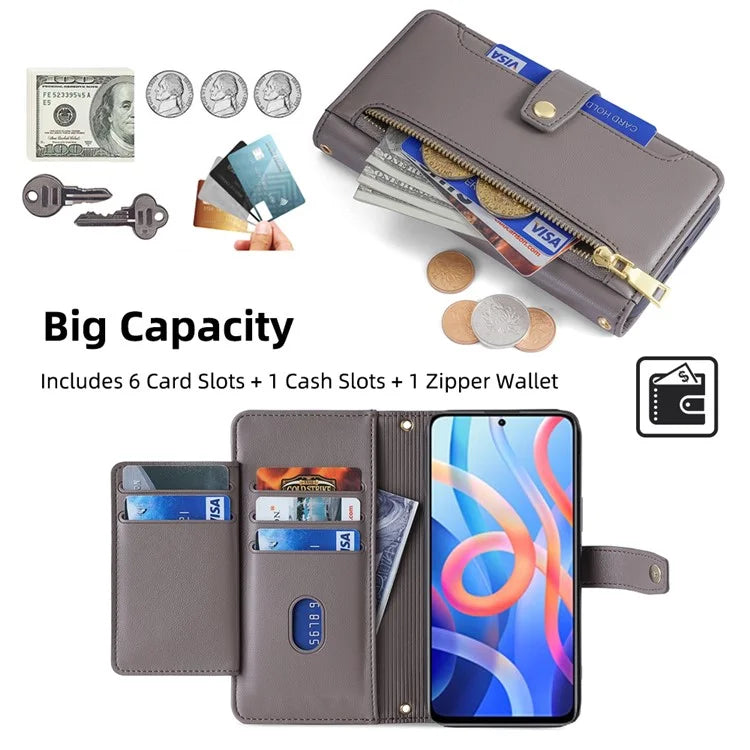 For Xiaomi Redmi Note 11 5G (China) (MediaTek) / Note 11S 5G / Note 11T 5G / Poco M4 Pro 5G Case Zipper Pocket Leather Cover