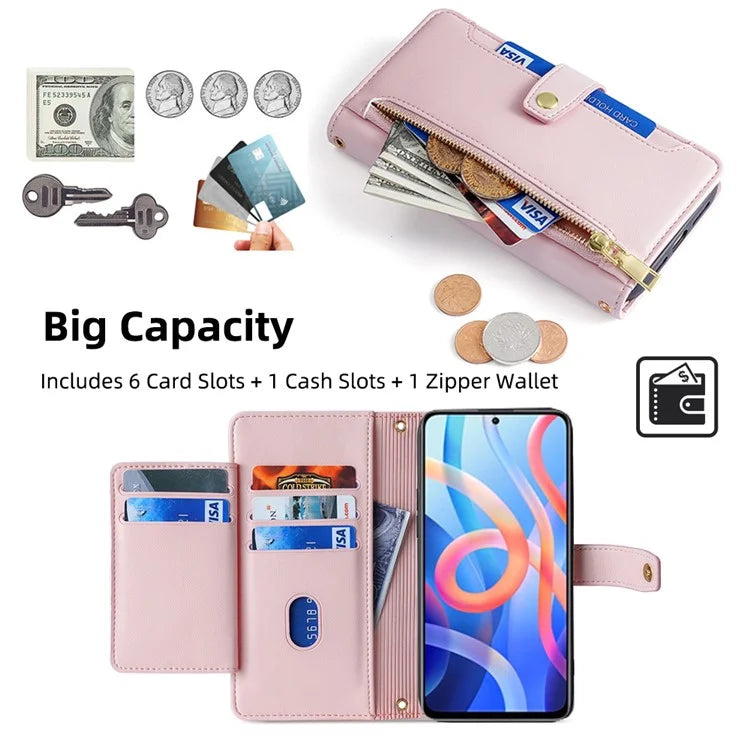 For Xiaomi Redmi Note 11 5G (China) (MediaTek) / Note 11S 5G / Note 11T 5G / Poco M4 Pro 5G Case Zipper Pocket Leather Cover