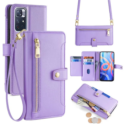 For Xiaomi Redmi Note 11 5G (China) (MediaTek) / Note 11S 5G / Note 11T 5G / Poco M4 Pro 5G Case Zipper Pocket Leather Cover