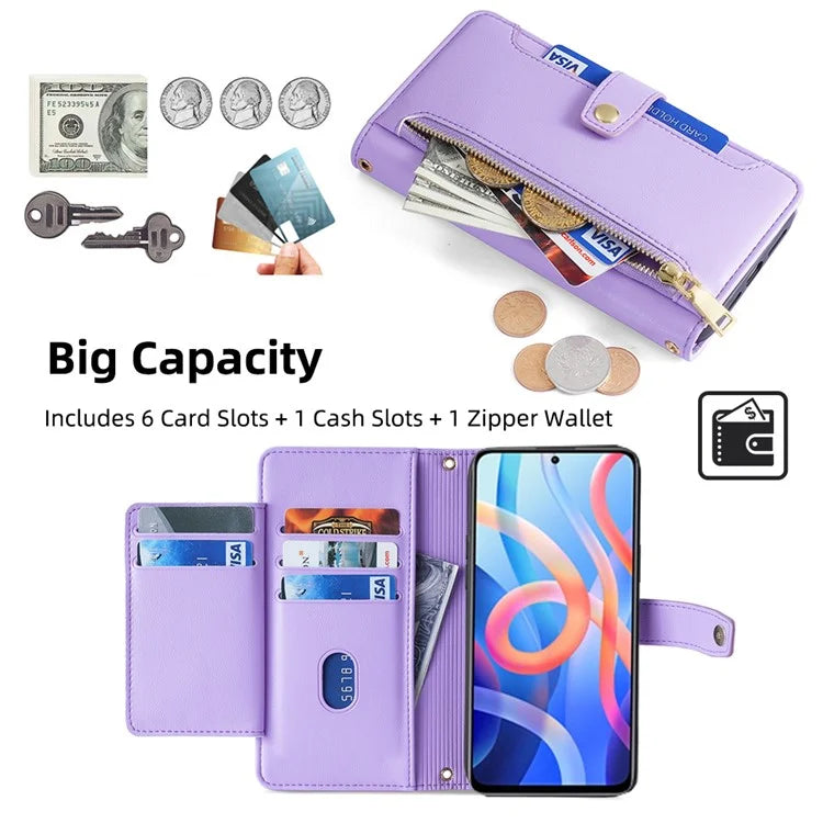 For Xiaomi Redmi Note 11 5G (China) (MediaTek) / Note 11S 5G / Note 11T 5G / Poco M4 Pro 5G Case Zipper Pocket Leather Cover