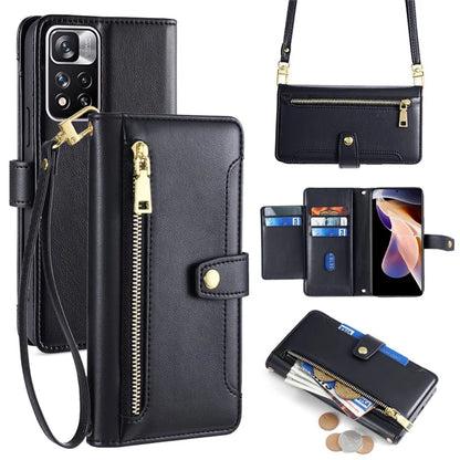 For Xiaomi Redmi Note 11 Pro / Note 11 Pro+ 5G Leather Case Zipper Pocket Crossbody Phone Cover