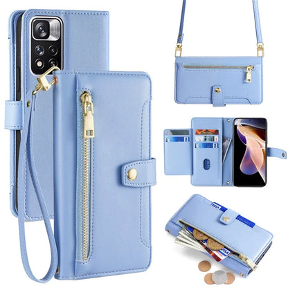 For Xiaomi Redmi Note 11 Pro / Note 11 Pro+ 5G Leather Case Zipper Pocket Crossbody Phone Cover