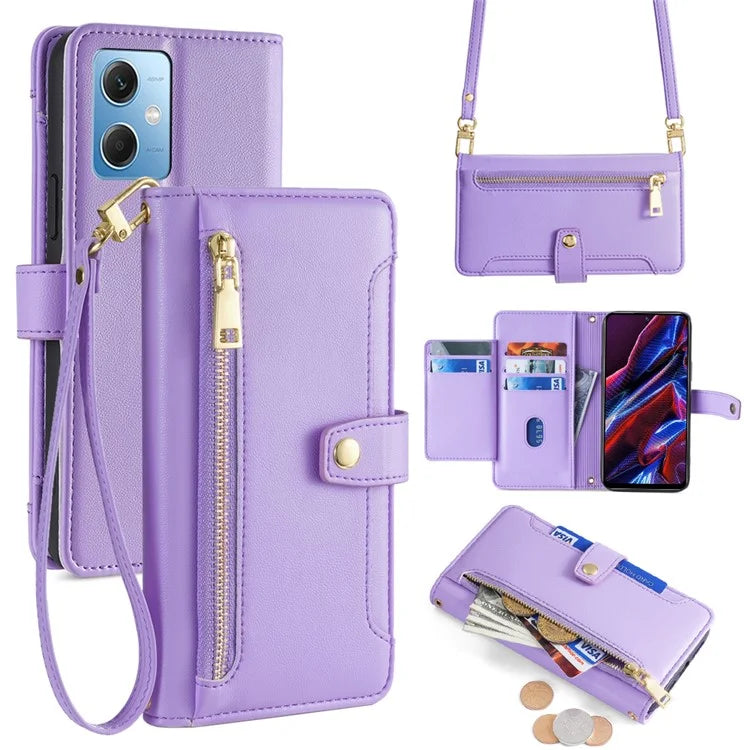 For Xiaomi Redmi Note 12 5G (China) / (India) / (Global) / Poco X5 5G Case with Straps Leather Wallet Cover