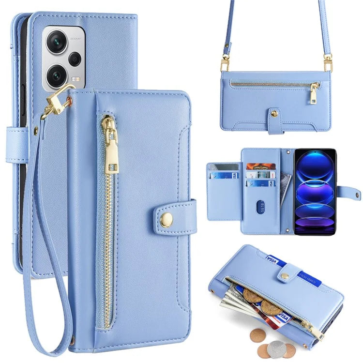 For Xiaomi Redmi Note 12 Pro+ 5G Phone Leather Case Zipper Pocket Flip Stand Cover