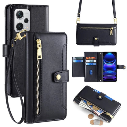 For Xiaomi Redmi Note 12 Pro+ 5G Phone Leather Case Zipper Pocket Flip Stand Cover