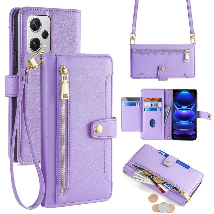 For Xiaomi Redmi Note 12 Pro+ 5G Phone Leather Case Zipper Pocket Flip Stand Cover