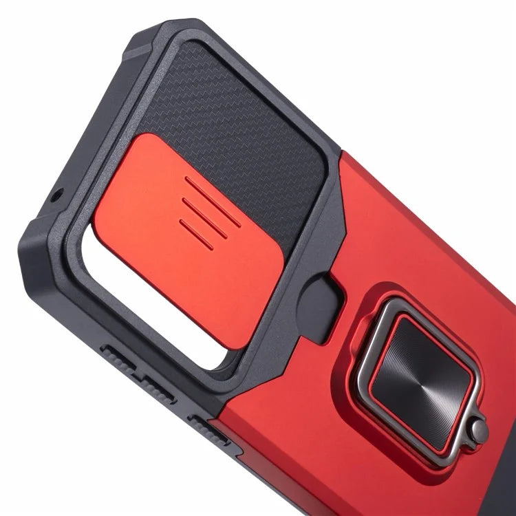 For Samsung Galaxy A55 5G Case PC+TPU Card Holder Phone Kickstand Cover with Slide Lens Lid
