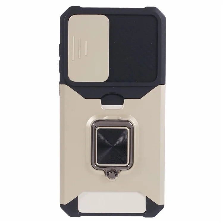 For Samsung Galaxy A55 5G Case PC+TPU Card Holder Phone Kickstand Cover with Slide Lens Lid