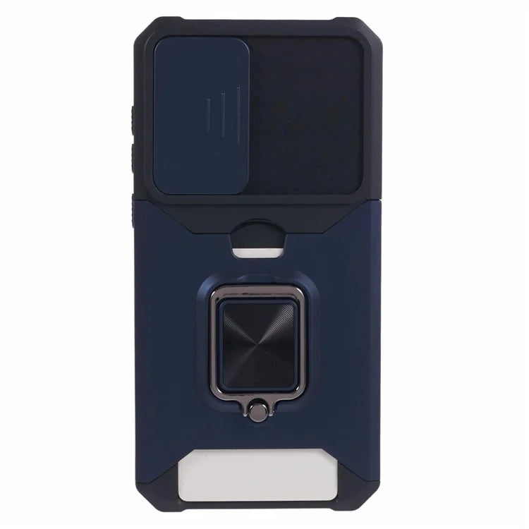 For Samsung Galaxy A55 5G Case PC+TPU Card Holder Phone Kickstand Cover with Slide Lens Lid