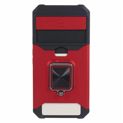 For Google Pixel 8a Cover Camera Slide Lid Card Holder Cell Phone Case with Ring Kickstand
