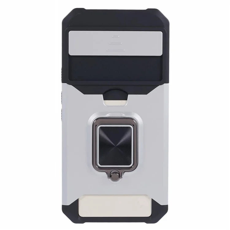 For Google Pixel 8a Cover Camera Slide Lid Card Holder Cell Phone Case with Ring Kickstand
