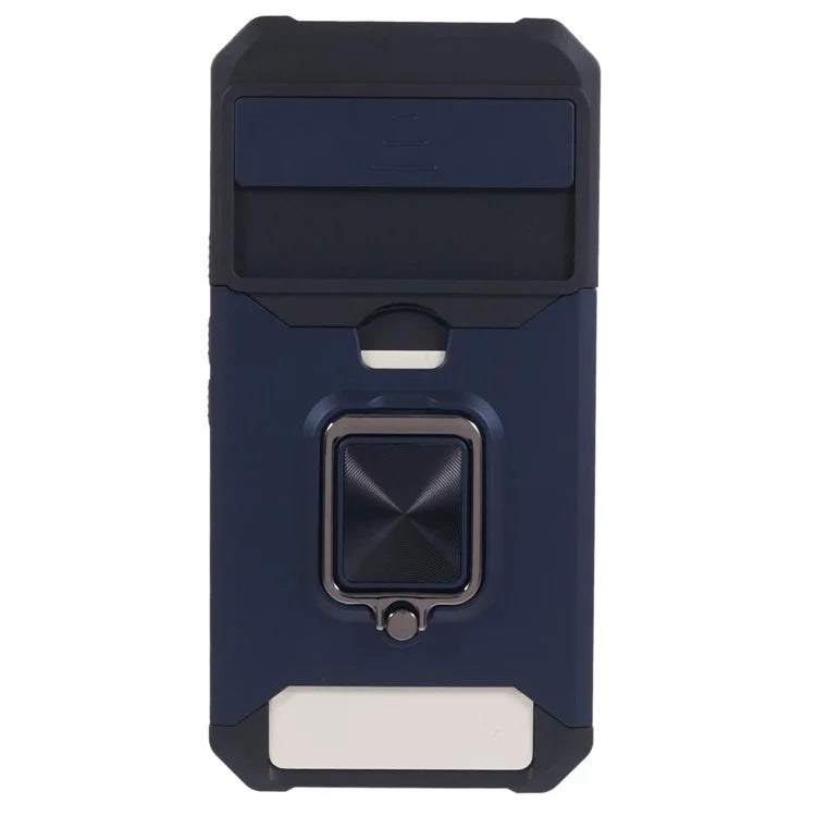 For Google Pixel 8a Cover Camera Slide Lid Card Holder Cell Phone Case with Ring Kickstand