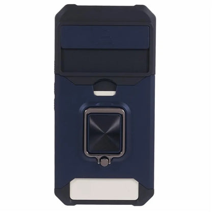 For Google Pixel 8a Cover Camera Slide Lid Card Holder Cell Phone Case with Ring Kickstand