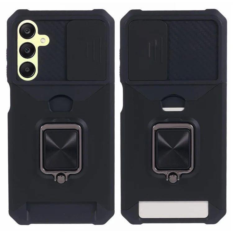 For Samsung Galaxy A25 5G (Global) (161.0 x 76.5 x 8.3mm) Case Card Holder PC+TPU Phone Kickstand Cover