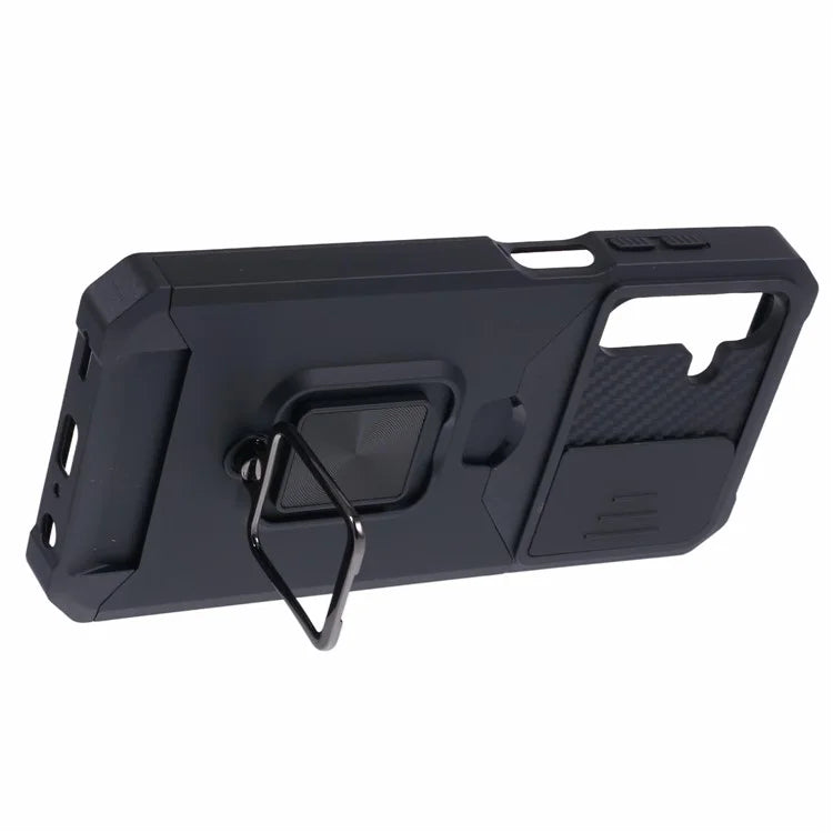 For Samsung Galaxy A25 5G (Global) (161.0 x 76.5 x 8.3mm) Case Card Holder PC+TPU Phone Kickstand Cover