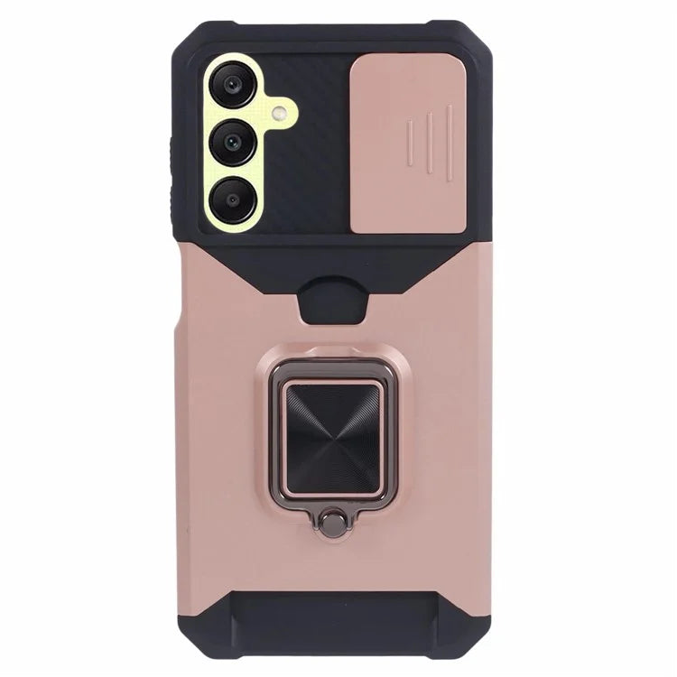 For Samsung Galaxy A25 5G (Global) (161.0 x 76.5 x 8.3mm) Case Card Holder PC+TPU Phone Kickstand Cover