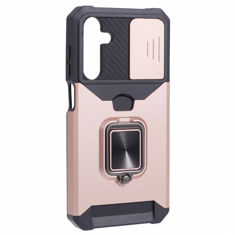 For Samsung Galaxy A25 5G (Global) (161.0 x 76.5 x 8.3mm) Case Card Holder PC+TPU Phone Kickstand Cover
