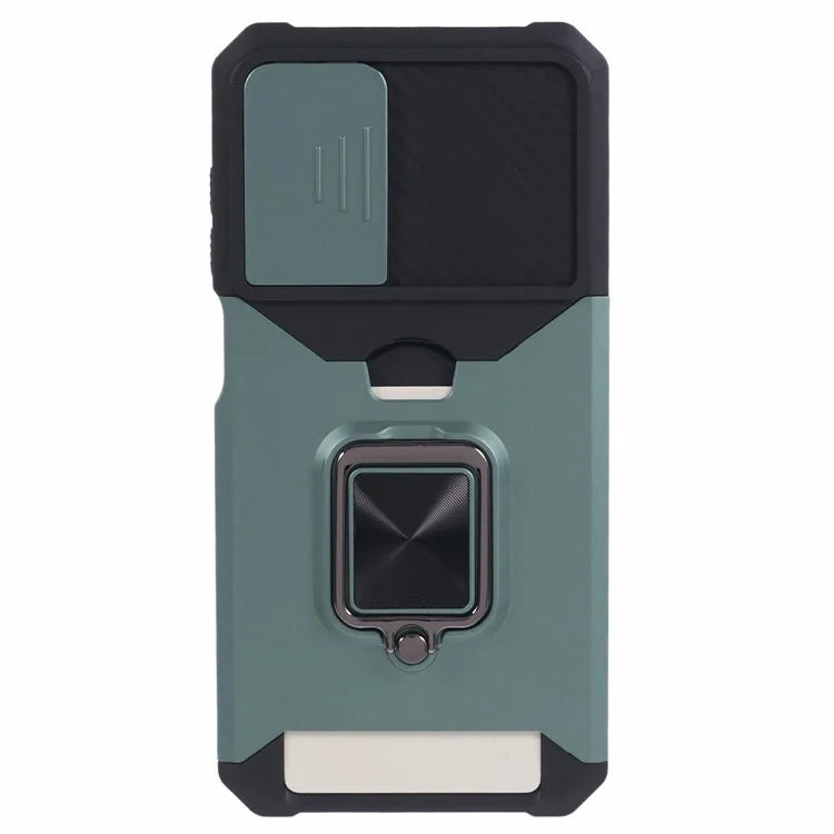 For Samsung Galaxy A25 5G (Global) (161.0 x 76.5 x 8.3mm) Case Card Holder PC+TPU Phone Kickstand Coverish Green