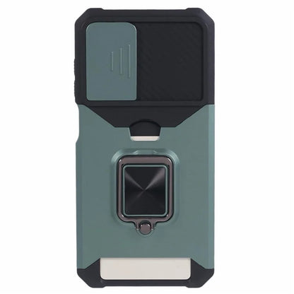For Samsung Galaxy A25 5G (Global) (161.0 x 76.5 x 8.3mm) Case Card Holder PC+TPU Phone Kickstand Coverish Green