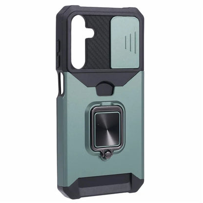 For Samsung Galaxy A25 5G (Global) (161.0 x 76.5 x 8.3mm) Case Card Holder PC+TPU Phone Kickstand Coverish Green