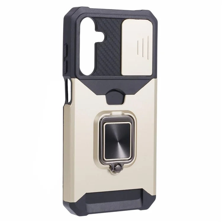 For Samsung Galaxy A25 5G (Global) (161.0 x 76.5 x 8.3mm) Case Card Holder PC+TPU Phone Kickstand Cover