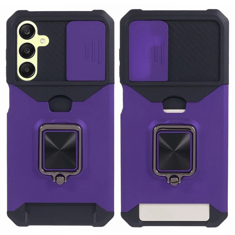 For Samsung Galaxy A25 5G (Global) (161.0 x 76.5 x 8.3mm) Case Card Holder PC+TPU Phone Kickstand Cover