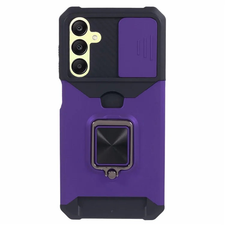 For Samsung Galaxy A25 5G (Global) (161.0 x 76.5 x 8.3mm) Case Card Holder PC+TPU Phone Kickstand Cover