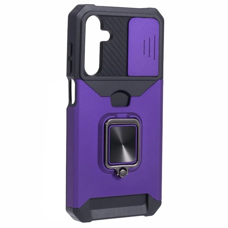 For Samsung Galaxy A25 5G (Global) (161.0 x 76.5 x 8.3mm) Case Card Holder PC+TPU Phone Kickstand Cover