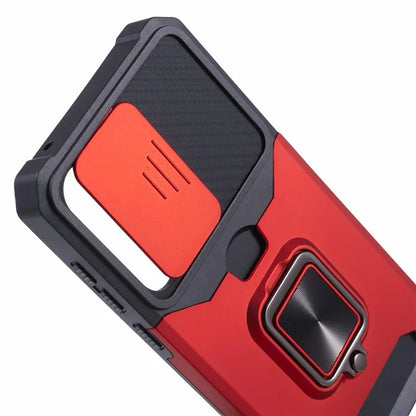 For Samsung Galaxy A35 5G Phone Kickstand Case Slide Lens Lid PC+TPU Cover with Card Holder