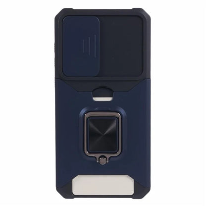 For Samsung Galaxy A35 5G Phone Kickstand Case Slide Lens Lid PC+TPU Cover with Card Holder