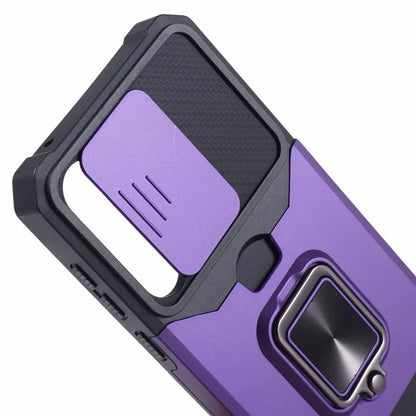 For Samsung Galaxy A35 5G Phone Kickstand Case Slide Lens Lid PC+TPU Cover with Card Holder