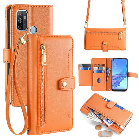 For Oppo A53 (2020) / A32 (2020) / A33 (2020) / A53s 4G Leather Phone Case with Zipper Pocket Wallet