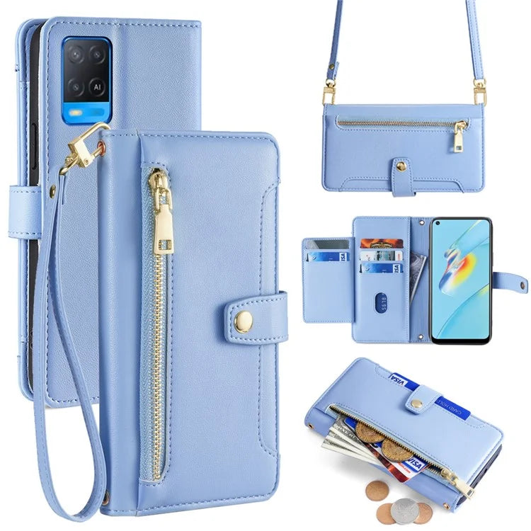For Oppo A54 4G Wallet Case Leather Phone Bag with Multiple Card Slots