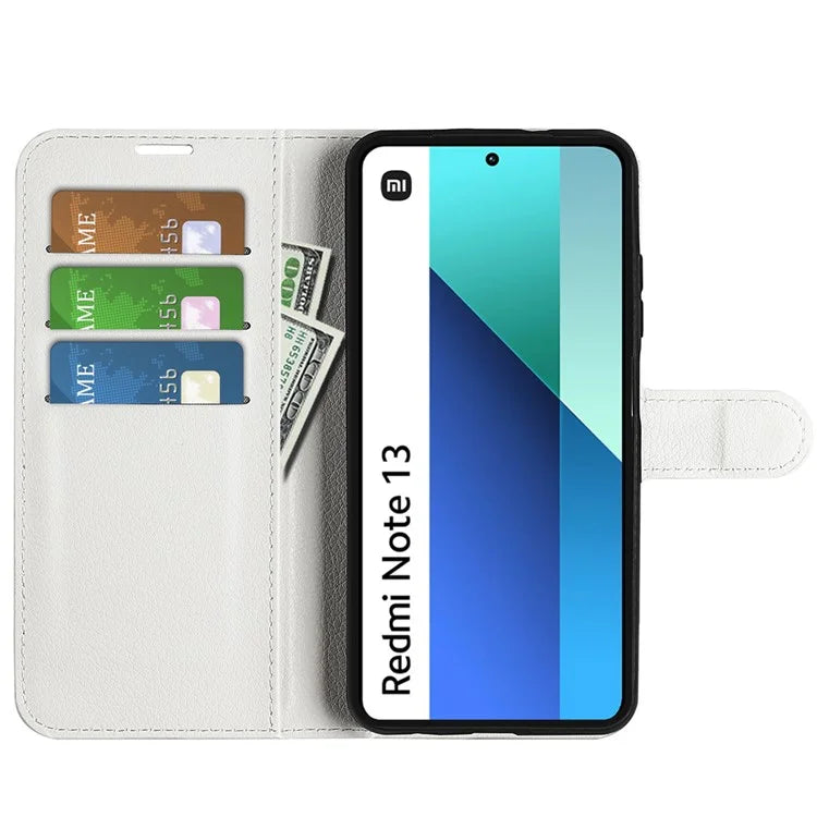 For Xiaomi Redmi Note 13 4G Phone Case Wallet Litchi Texture Leather Flip Cover
