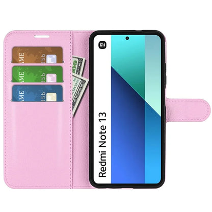 For Xiaomi Redmi Note 13 4G Phone Case Wallet Litchi Texture Leather Flip Cover