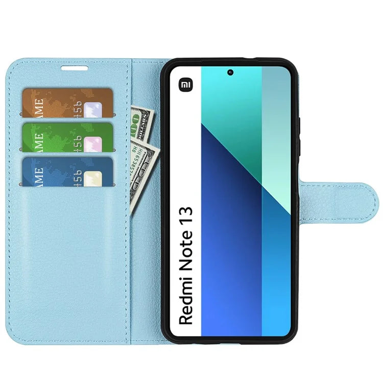 For Xiaomi Redmi Note 13 4G Phone Case Wallet Litchi Texture Leather Flip Cover