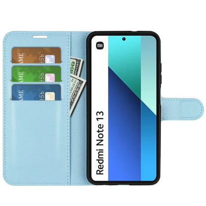 For Xiaomi Redmi Note 13 4G Phone Case Wallet Litchi Texture Leather Flip Cover
