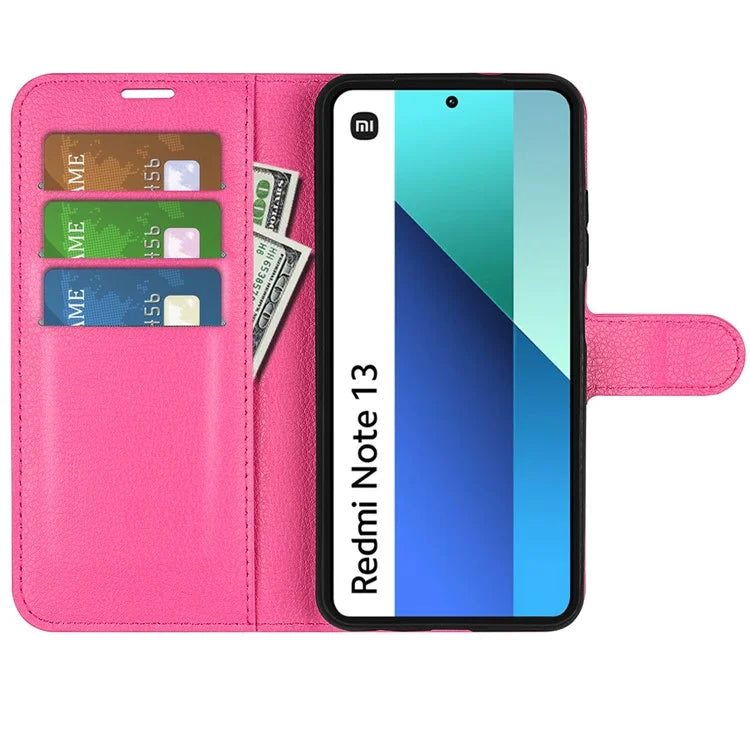 For Xiaomi Redmi Note 13 4G Phone Case Wallet Litchi Texture Leather Flip Cover