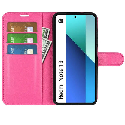 For Xiaomi Redmi Note 13 4G Phone Case Wallet Litchi Texture Leather Flip Cover