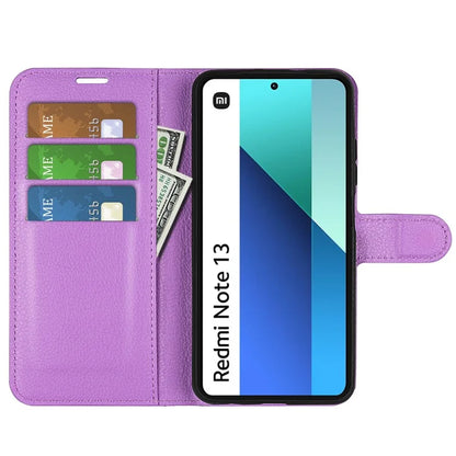 For Xiaomi Redmi Note 13 4G Phone Case Wallet Litchi Texture Leather Flip Cover