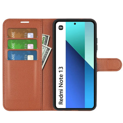 For Xiaomi Redmi Note 13 4G Phone Case Wallet Litchi Texture Leather Flip Cover