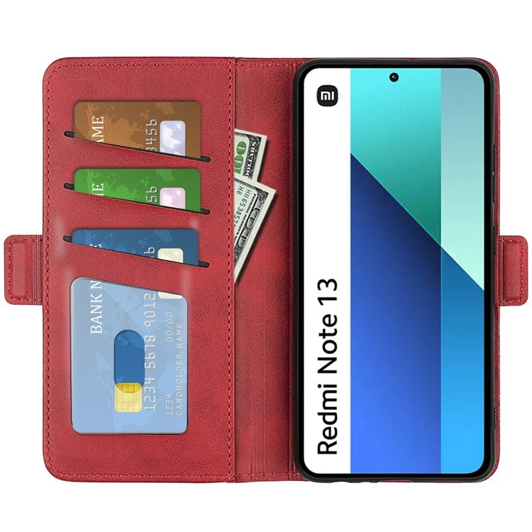 For Xiaomi Redmi Note 13 4G Cell Phone Case Dual Magnetic Clasp Leather Protective Cover
